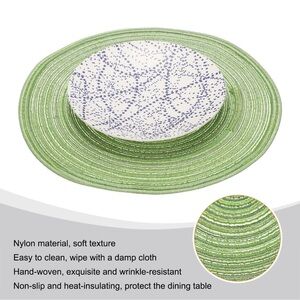 Studio Green and White Woven Placemat Bundle of 6 /14” In & Outdoor